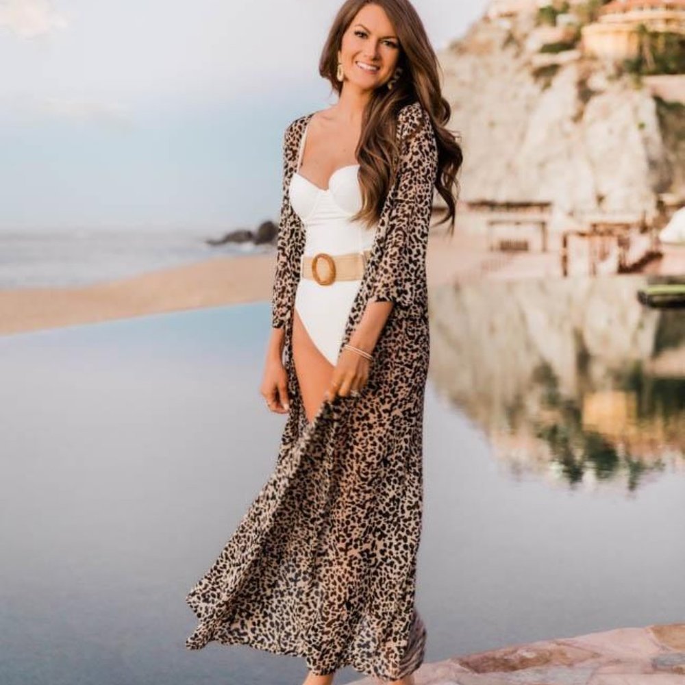 PINK LILY THE CABO LEOPARD PRINT KIMONO